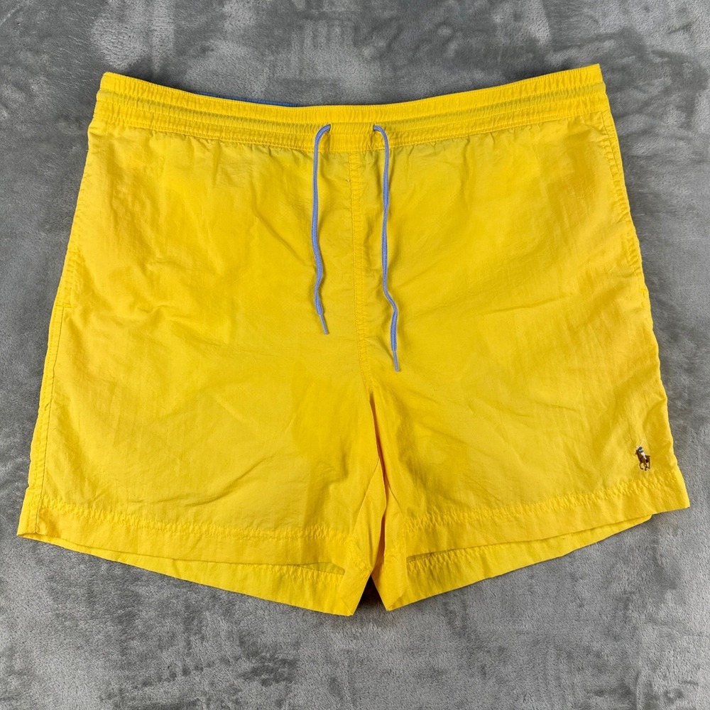 Polo Ralph Lauren Swim Trunks Mens L Traveler Yellow Pony Logo EUC